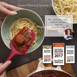 DI ORO Silicone Spoon Spatula - 600°F Heat-Resistant Large Silicone Spoonula Scraper - BPA Free Nonstick Cookware Safe Rubber Kitchen Utensil for Baking, Cooking, & Mixing - Dishwasher Safe (Red)