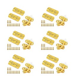 12Pcs Small Box Hinges 6Pcs Latch Hook Hasp Decorative Box Hinges and Latches for DIY Jewelry Box Gift Box Wine Box, Gold