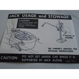 Ford 1968-69 Reproduction Ford Fairlane Sed. & Conv. Styled Wheel Jack Inst. Decal