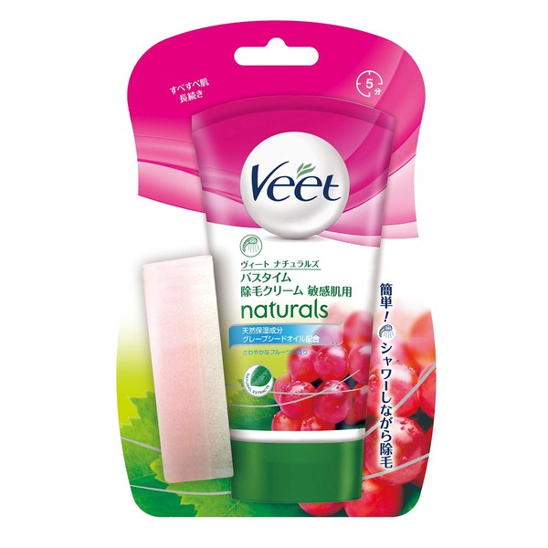 Veet Naturals In Shower Hair Removal Cream for Sensitive Skin, 5.3 oz (150 g)