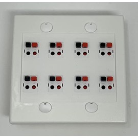 RiteAV 8 Port Speaker Jack Dual Gang Wall Plate for Home Theater - White