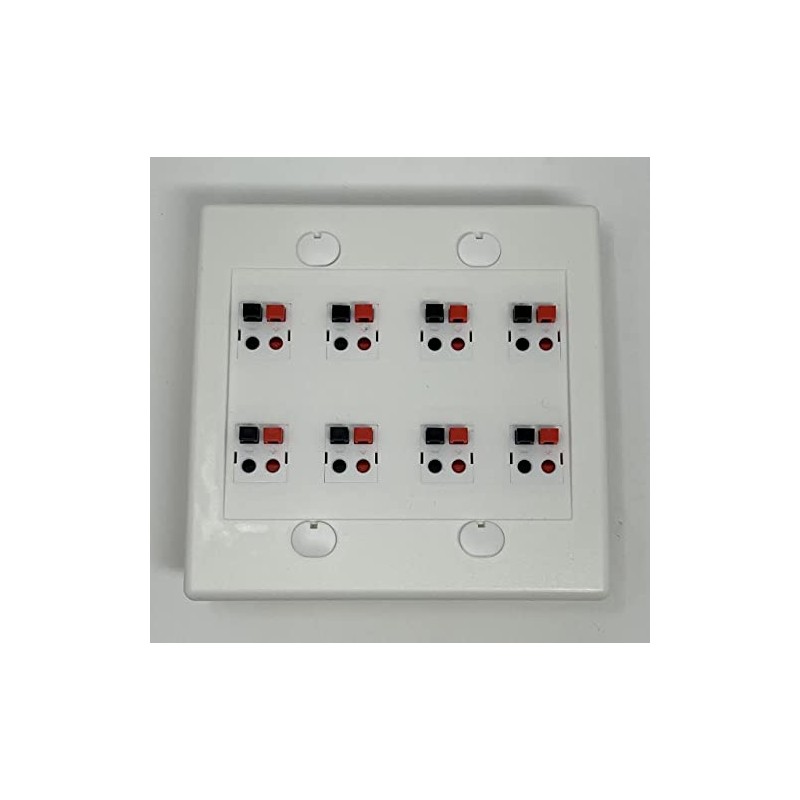 RiteAV 8 Port Speaker Jack Dual Gang Wall Plate for