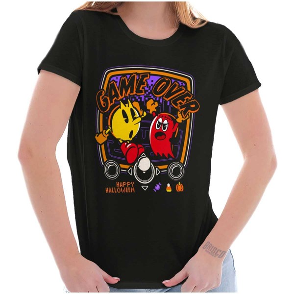 Pacman Happy Halloween Game Over Womens Top Junior Graphic Tee