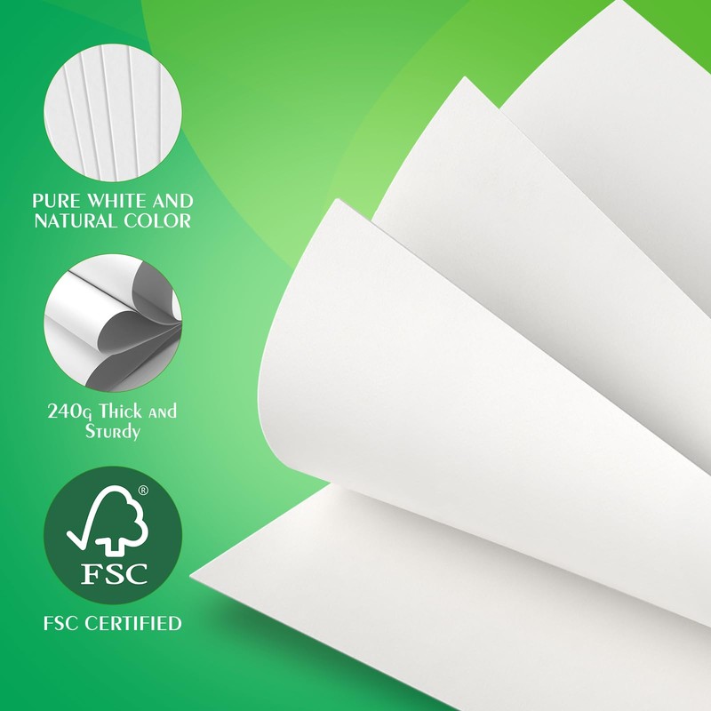 Invinton 11x17 White Poster Board Paper, 50-Sheet Bulk Pack, 240
