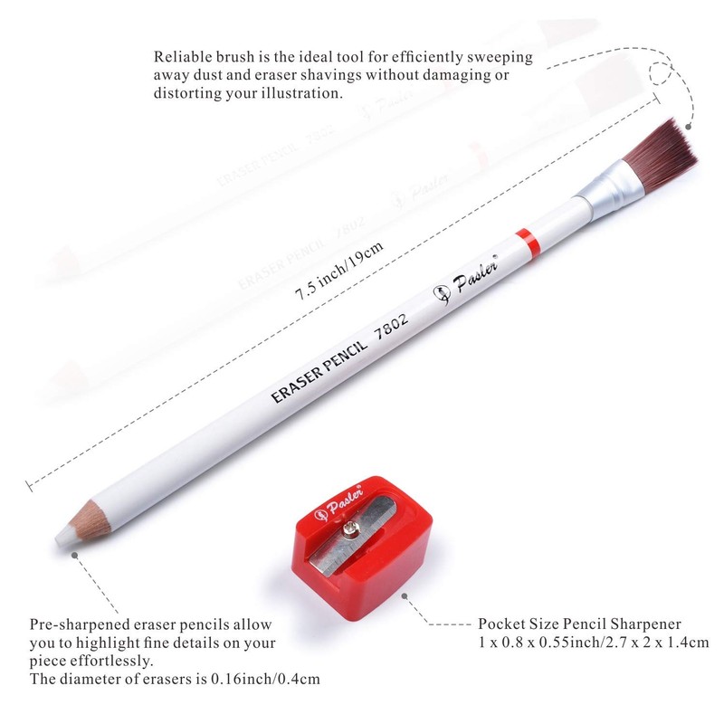 Pasler® Eraser Pencils 7802 Perfection Detail Eraser Pencil with Brush