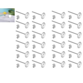 400 PCS 4MM Hypoallergenic Stainless Steel Earrings Posts Flat Pad Blank Earring Pin Studs with Butterfly Earring Backs, for DIY Jewelry Making