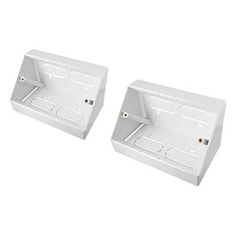 Auline 45 Degree Angled Pattress Surface Mounted Back Box in White (2, Double 2 Gang)