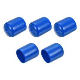 uxcell 5pcs Rubber End Caps 21mm ID Vinyl Round Tube Bolt Cap Cover Screw Thread Protectors Blue