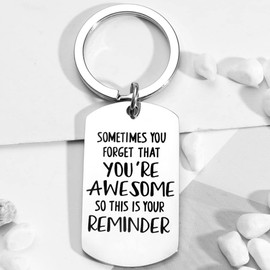 Inspirational Gifts for Men Women Sometimes You Forget You’re Awesome Gift Keychain for Boyfriend Husband Best Friend Son Daughter Birthday Christmas Gifts
