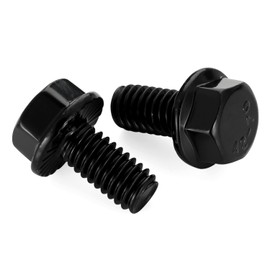 1/4-20 x 3/8" Flanged Hex Head Bolts Flange Hexagon Screws, Stainless Steel A2 Black Finish, DIN 6921, 25 PCS