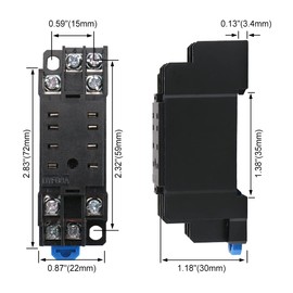 Baomain DYF08A DIN Rail Mount 8 Terminals Relay Socket Base for MY2NJ HH52P H3Y Pack of 5