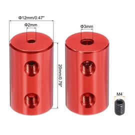 QUARKZMAN Wellenkupplung Verbinder mit Bohrung von 2mm-3mm Länge 20mm φ 12mm 8 Pcs Wellenkupplungen M4 Aluminiumlegierung Starre Kupplung für Auto Motorzubehör 3D-Drucker DIY-Roboter Rot