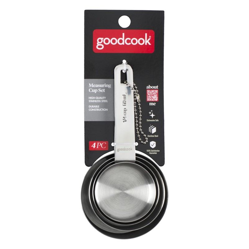 GoodCook Gourmet Measuring Cup Set, Stainless Steel 4-pc., 1/4, 1/3,