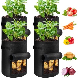 JJGoo 4 Pack Potato Grow Bags 10 Gallon with Flap