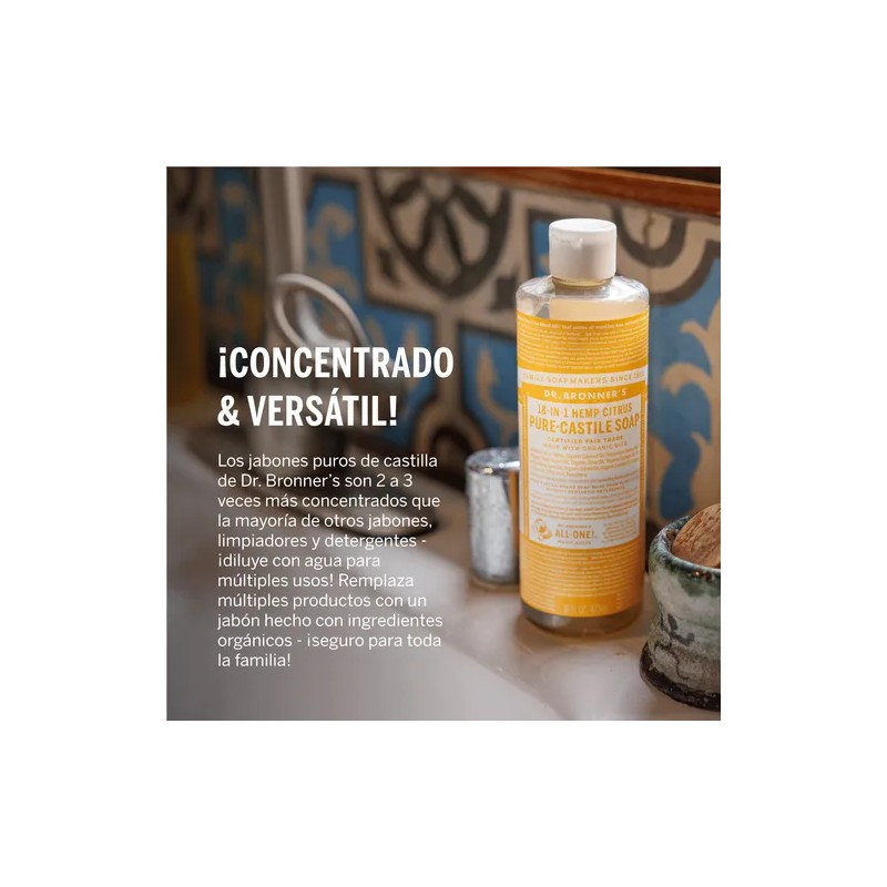 Jabón Liquido De Castilla Dr Bronner's 18 En 1 Menta