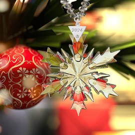 2024Annual Christmas Ornaments Crystal Snowflake Star - Christmas Tree Ornaments Pendant Crystal Sun Catcher Home Hanging Decor