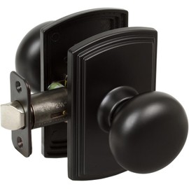 Delaney Hardware 364604 Santo Passage Door Knob, Black Passage Door Knob, Interior Door Knob Handle for Hallway Closet, Keyless Passage Door Knob, Contemporary Modern Look