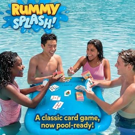 Gouda Games Pool Rummy Splash – Floating Pool Game Table (28” x 28”), Waterproof Cards, Inflatable Pool Toy for Kids & Adults, Family Pool Party Game for Ages 8, 9, 10, 11 and Up, 2-4 Players
