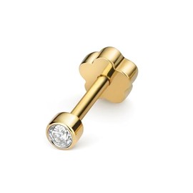 Classical 9ct Gold Ladies Diamond Single Cartilage Stud Earring Brilliant Cut G-H - SI3-I1-2mm*2mm WJS21003