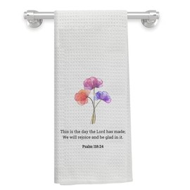 Knibeo Christian Gifts for Women Faith,Bible Verse Scripture Kitchen Towels,Watercolor Floral Kitchen Towels,Christian Decor,Christian Hand Towels for Kitchen Bathroom,Psalm 118:24,16x24 Inch