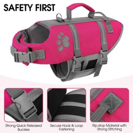 Queenmore Dog Life Jacket, Dog Life Vest for Swimming, Pet Swimming Vest for Medium Dogs, Floating Doggy Jackets for Boating Kayaking, Puppy Pool Float with Safety Handle Hook