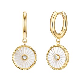 Glanzstücke München Women's Creole Earrings 925 Sterling Silver with Mother of Pearl / Zirconia, Cubic Zirconia