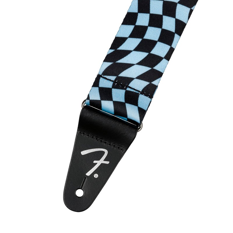 Fender Wavy Checkerboard Polyester Guitar Strap, Adjustable from 34"-59", Leather