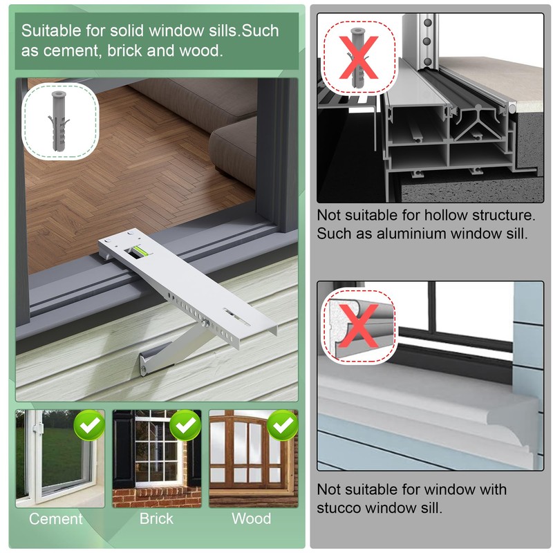 Memrita Window Air Conditioner Bracket, Universal Window AC Support Bracket,