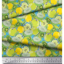 Soimoi Viscose Chiffon Fabric Lemon,Kiwi & Fresh Printed Craft Fabric by The metre 42 Inch Wide