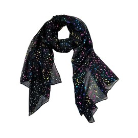 Zac's Alter Ego Long Lightweight Women's Metallic Rainbow Star Foil Effect Printed Scarf