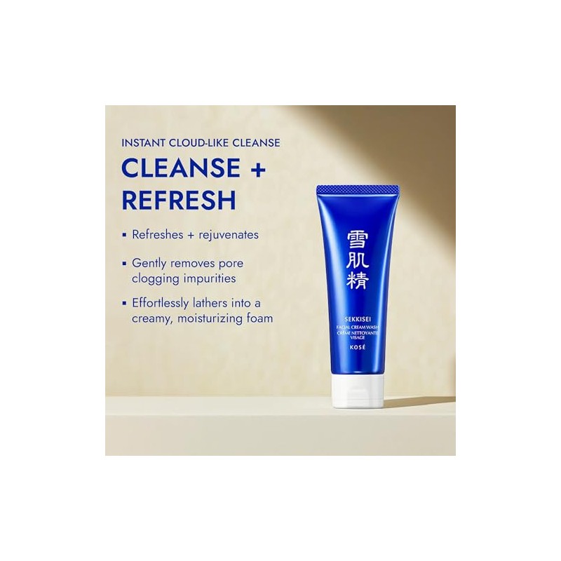 SEKKISEI Facial Cream Wash, Foaming Face Cleanser, 4.5 Ounce