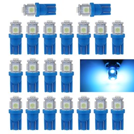 Ferianl 20PCS 194 LED Light Bulb, 5050 5SMD DC 12V 6000K T10 Wedge Light Bulb, Replacement Bulbs for 158 168 193 198 2825 W5W Car Interior Dome Map Door Trunk Courtesy Step Lights (Ice Blue)