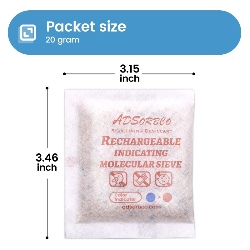 ADSORBCO REDEFINING DESICCANT [20 Gram 20 Packages] Adsorbco Rechargeable Molecular