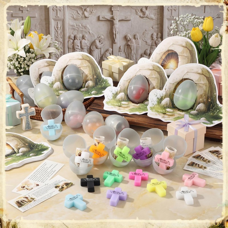 12 Sets Christian Easter Basket Stuffers Resurrection Bulk Easter Eggs