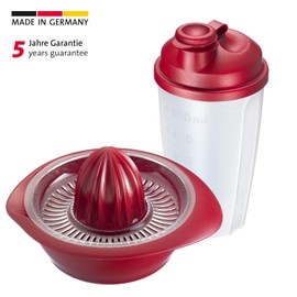 Westmark 3091226E Fitness Set 2-Piece Citrus and Orange Squeezer and Dressing Shaker Capacity 0.5 L Plastic Mixery Limetta Red / Transparent