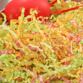 LDKGHE 4 oz Crinkle Cut Paper Shred Filler for Gift Wrapping Baskets Filling Box Birthdays Christmas Thanksgiving Easter Weddings Valentines Mother's Day Anniversaries (Green,Yellow & Pink)