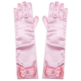 Joy Join Little Girls Princess Gloves(Solid Color Long Elbow Length) For Birthday,Wedding,Holiday,Costume Party(Pink)