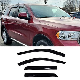 Kucaruce 94267 Original Side Window Visor Wind Vent Deflector fit for 2011-2022 Dodge Durango,4pcs Outside Mount Tape-On Dark Smoke Nice Sun Rain Guards Set