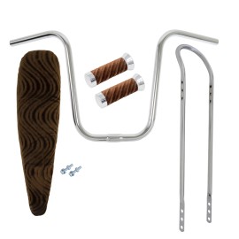 OG 20" GENUINE LOWRIDER VELOUR BROWN BANANA SEAT W/ GRIPS, SISSYBAR & HANDLEBAR