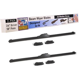 WiperBladesUSA Gold 24" & 18" (Set of 2) Beam Wiper Blades High Performance Automotive Replacement Windshield Wipers For My Car, Easy DIY Install & Multiple Arm Types