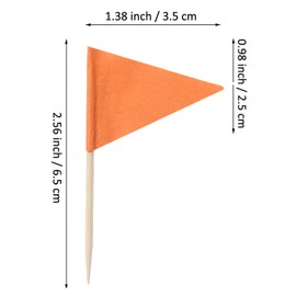 100 Pcs Solid Orange Toothpick Flags Small Mini Plain Orange Color Triangle Stick Cupcake Toppers Flags DIY Decoration