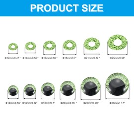 PATIKIL 14-30mm Flash Safety Eyes, 56 Pcs Doll Eyes Realistic Colorful Crocheting Safety Eyes for Decor Crochet Accessories Dolls Craft, Grass Green