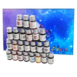 AOKUY Drawing Ink, Calligraphy Inks, 24 Colorful Dip Pen Ink Set for Writing, Drawing, Ideal for Gift giving.
