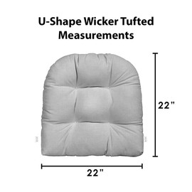 RSH DECOR: Tufted U-Shape Wicker Seat Cushions Set of 2 | 22” x 22” | Water-Resistant Spun Fabric | Outdoor Chair Cushions for Patio Furniture | Cancun (Blue, Green)