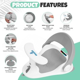 Baby Bath Seat, Bath seat for Babies, with Thermometer Bath Seats for Babies Sitting up, Non-Slip Toddler Bath Seat for Baby,Baby Bathtub Baby Bath Seats (Grey)