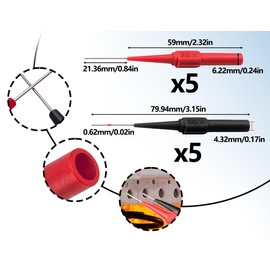 Lhbwhiz Pack of 10 Test Probes, Measuring Tips for Multimeter, Removable Piercing Test Tip, Needle Banana Plug Probe, Cable Test Probe, Test Lead, Insulation Piercing, for Professional Measurement