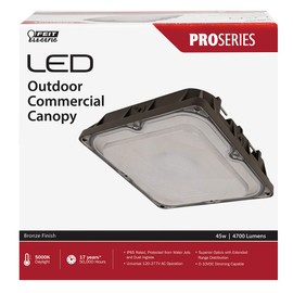 Feit Electric 10" LED Outdoor Canopy Light, 45 Watts, 4700 Lumens, 5000K CCT Daylight, UL Listed, Weatherproof, Security Area Light for Gas Station, Garage, Car Port, S10CNPY/850/BZ