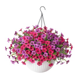 WeiLaiKeQi Faux Plant Basket for Spring Decoration in Yard and Balcony, Style E, as described