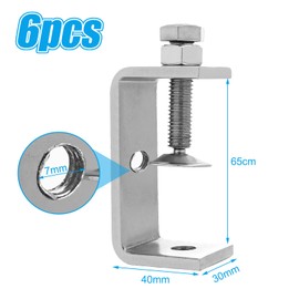 LDHHYH 6PCS 304 Stainless Steel C Clamps, Heavy Duty Tiger Clamps with 65MM Jaw Opening, M8/M10 Threaded Holes, 29-58MM Clamping Range for Woodworking, Welding and Construction