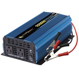 PowerBright 1000W Power Inverter DC 12V to 120V AC Car Inverter Power Converter with Dual 120 Volt AC Outlets. Easy to Install, Automotive Back Up Power Supply for Televisions, Blenders, Power Tools